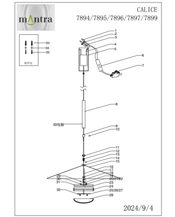CALICE * COLGANTE PEQUEÑO LED 1L - CENIZA